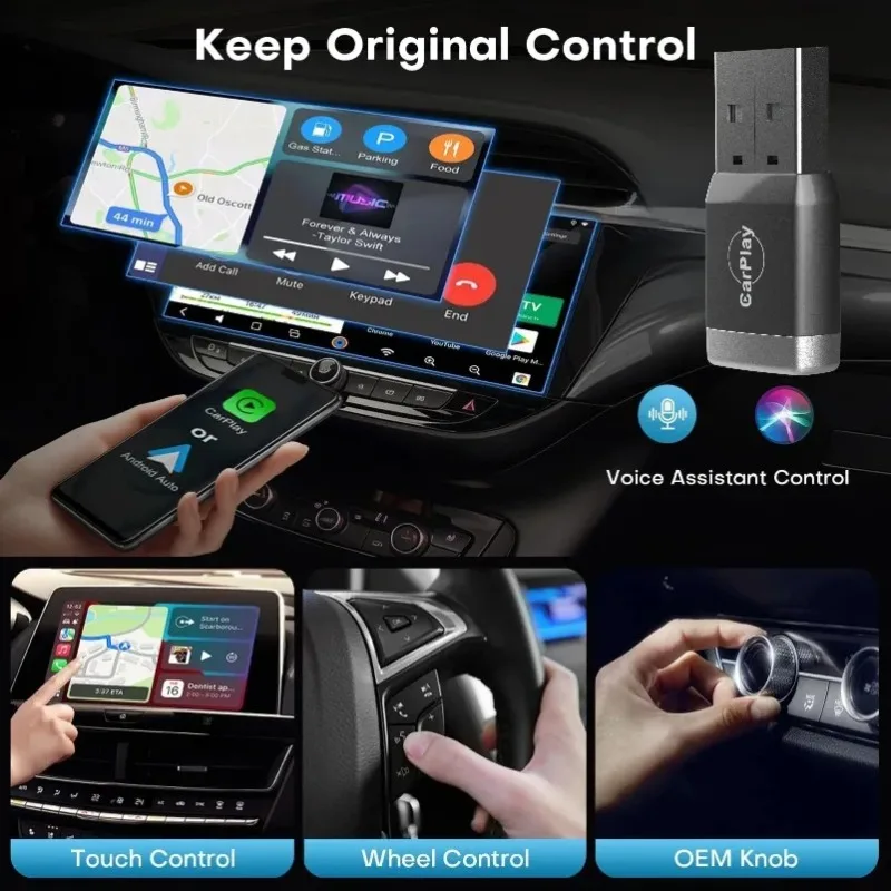 2 in1 Wireless CarPlay Dongle Wireless Android Auto Adapter AI Smart Box Car Intelligent Systems For Car With Wired CarPlay