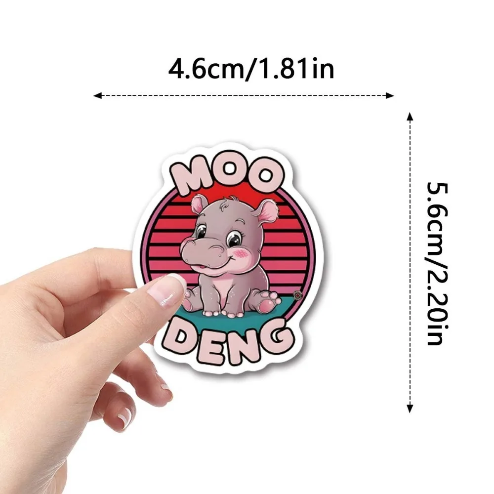 50 pçs novo moo deng adesivos bebê hipopótamo kawaii animal adesivo dos desenhos animados à prova dwaterproof água hipopótamo adesivos para crianças