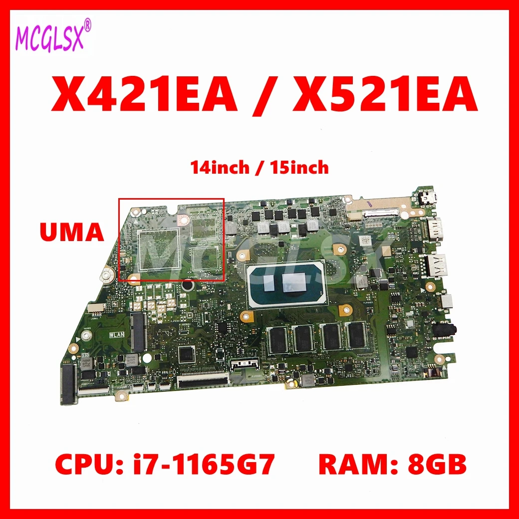 X421EA  Laptop Motherboard For Asus VivoBook X421E X421EA S433EA X521E X521EA Mainboard with i7-1165G7 CPU 8GB-RAM