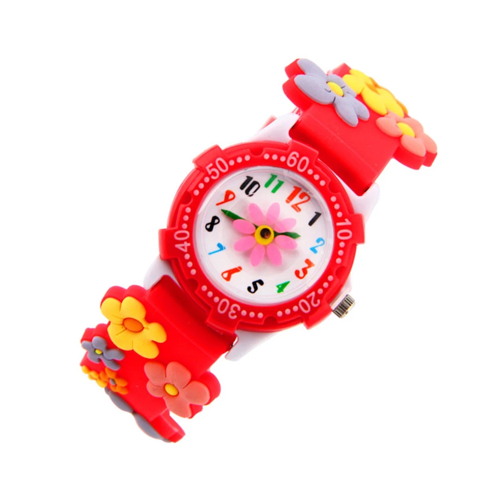

Kids 3D Waterproof Wrist Adjustable Band Quartz Watch For Children Cute Fashion Cartoon Watch Flower Design