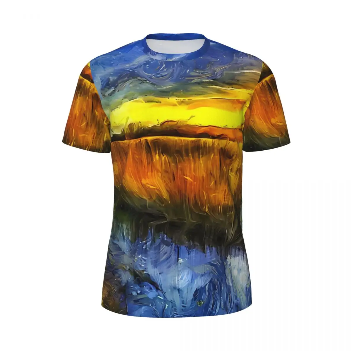 The Sunset River Van Gogh T-Shirt Men Aesthetic Gym T-Shirts Quick Dry Summer Fashion Tee Shirt Graphic Big Size Clothing