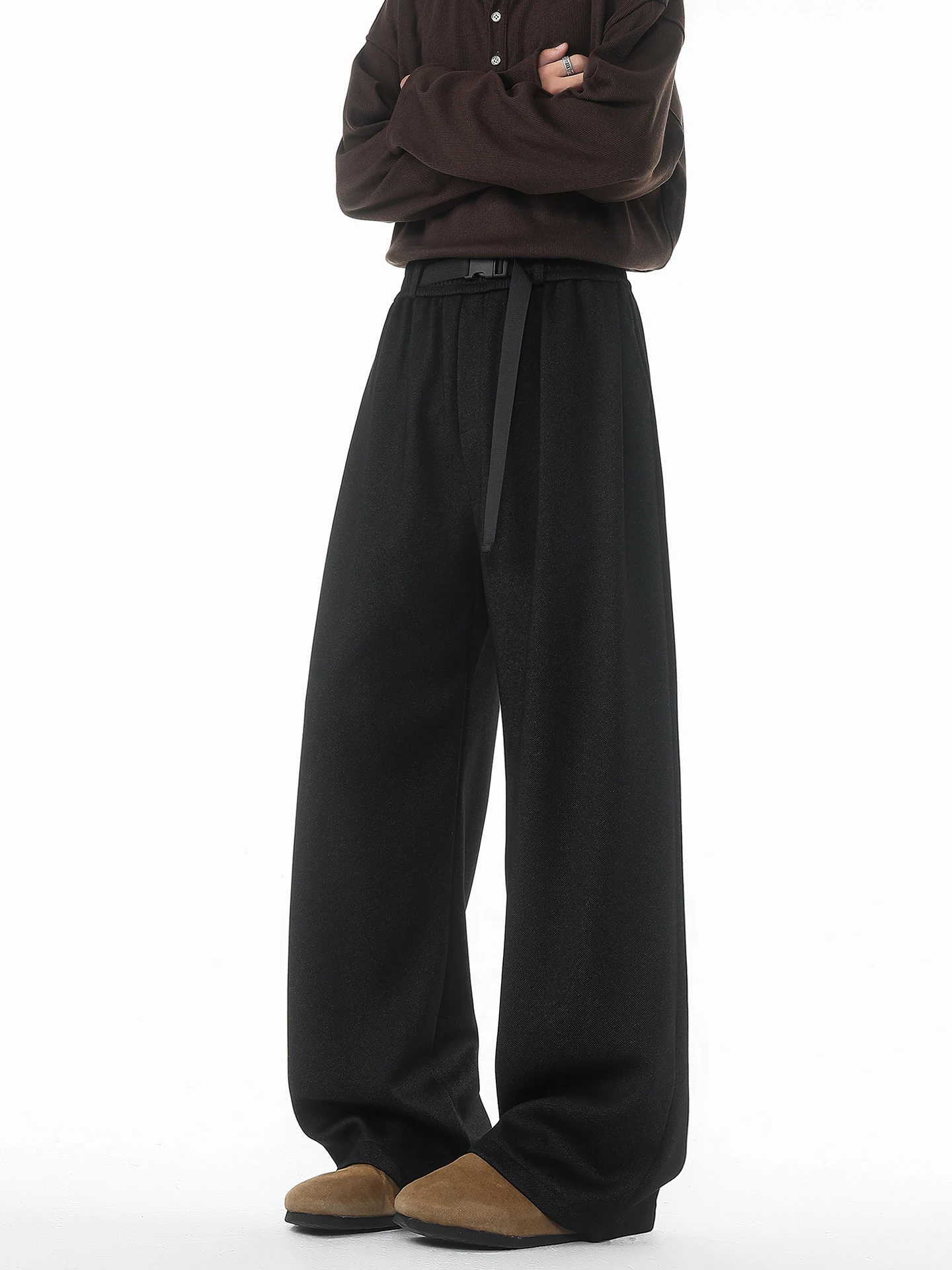 

Boyue Casual Pants with Belt Spor Wide Leg Men's Women's Commuter Trousers Simple Design Slimming Effect Polyester Cotton B...