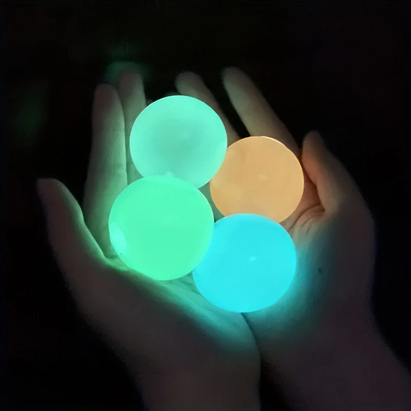 5PCS Random color Luminou Ball High Bounce Glowing Ball Sticky Wall Home Party Decor Kids Adult Gift Anxiety Stress Relieve Toy