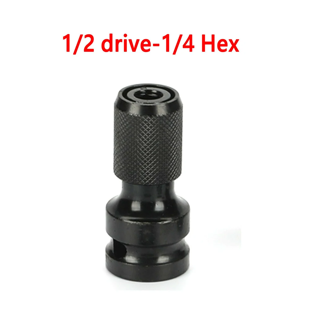 Electric Wrench Driver Chuck Adaptor 12 Drive to 14 Hex Drill Bit with Non Slip Pattern for Mechanical Maintenance