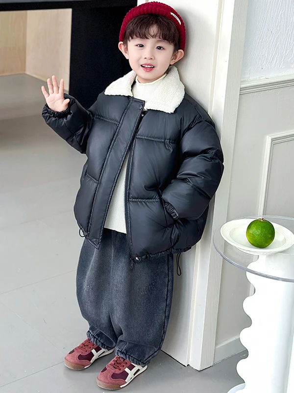 

Кожаная куртка для мальчиков на флисовой подкладке, утепленная, осенне-зимняя, хлопковая, молодежная, стандартного кроя, водонепроницаемая, на молнии