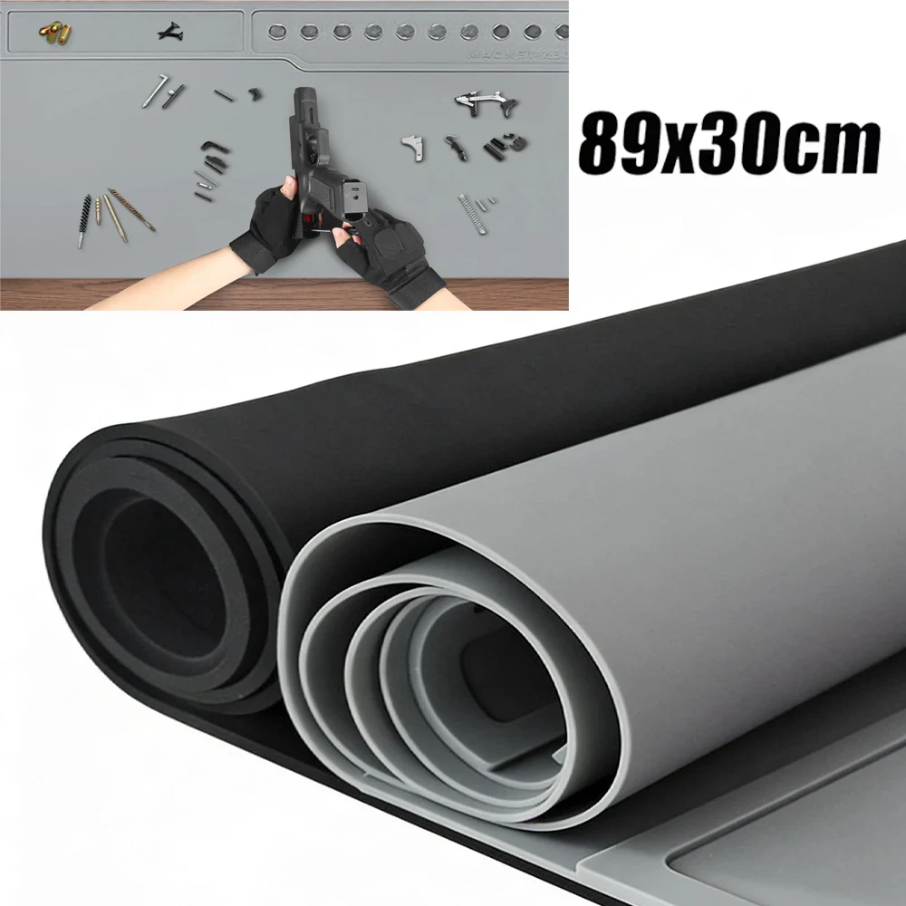 

Weapons Cleaning Mat 89x30cm Gun Cleaning Pad Rifle Mat Handgun Maintenance Tray with Organizer Magnetic Dots Repair Pad