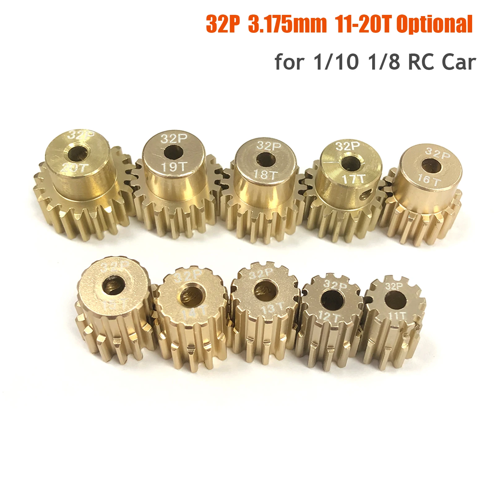 5PCS 32DP 3.175mm Motor Gear Pinion 7075 Aluminum Alloy 11T-15T 12T-16T  13T-17T 14T-18T  15T-19T 16T-20T for 1/10 1/8 RC Car