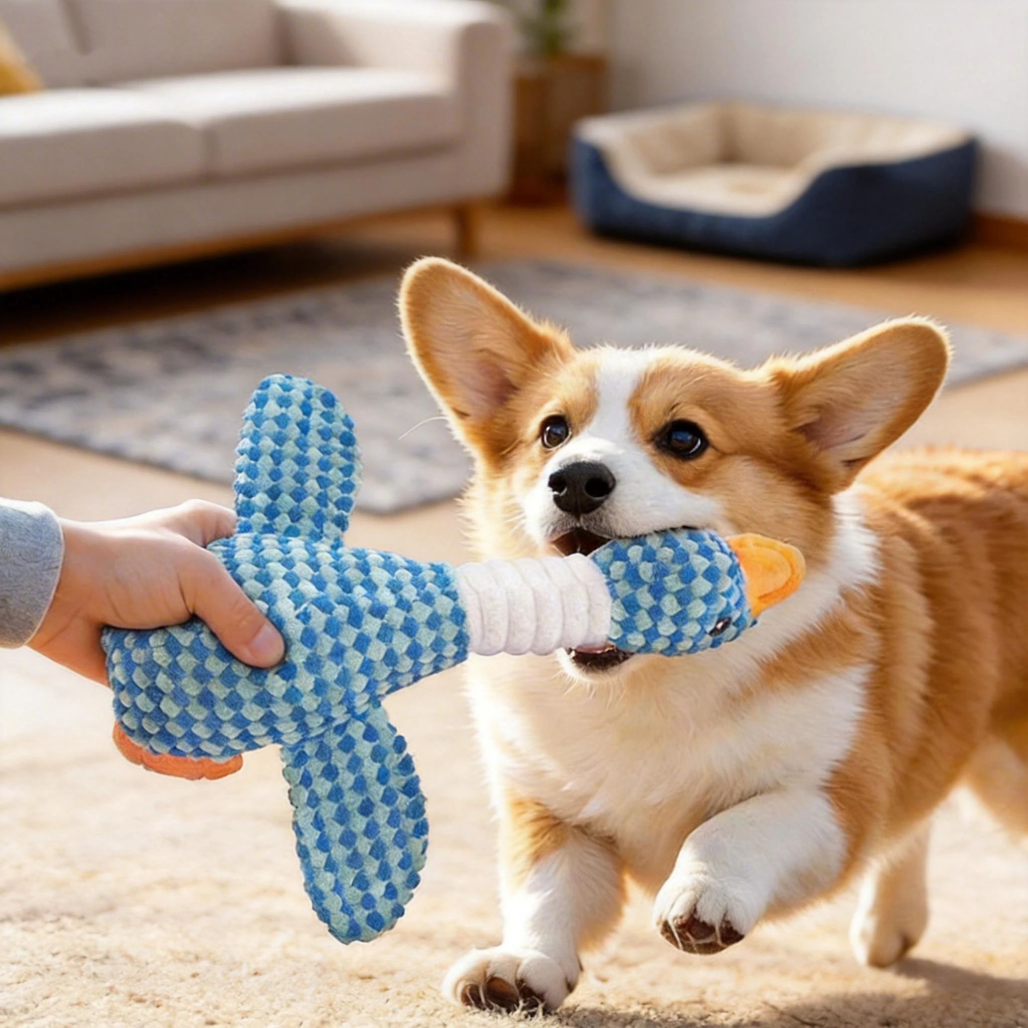

New Dog Toy Plush Blue Goose Pet Teddy Puppy Large Dogs Toys Duck Tough Bite Chew Plush Sound Toy Relieve Boredom Pet Supplies