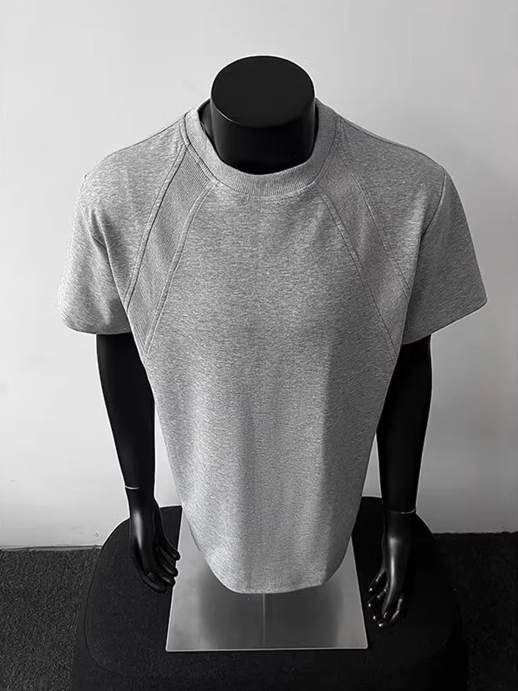 Cleanfit Deconstructed Shoulder Short Sleeve T-Shirt for Boys Summer Trendy Brand Silhouette Small Collar Body Sleeve Youth O...