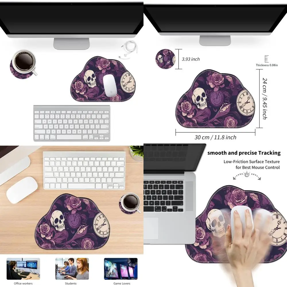 

Stylish 11.8x9.4 Inch Black Rubber Base Mouse Pad with Stitched Edges, Ideal for Laptops and Mice, Including Coasters
