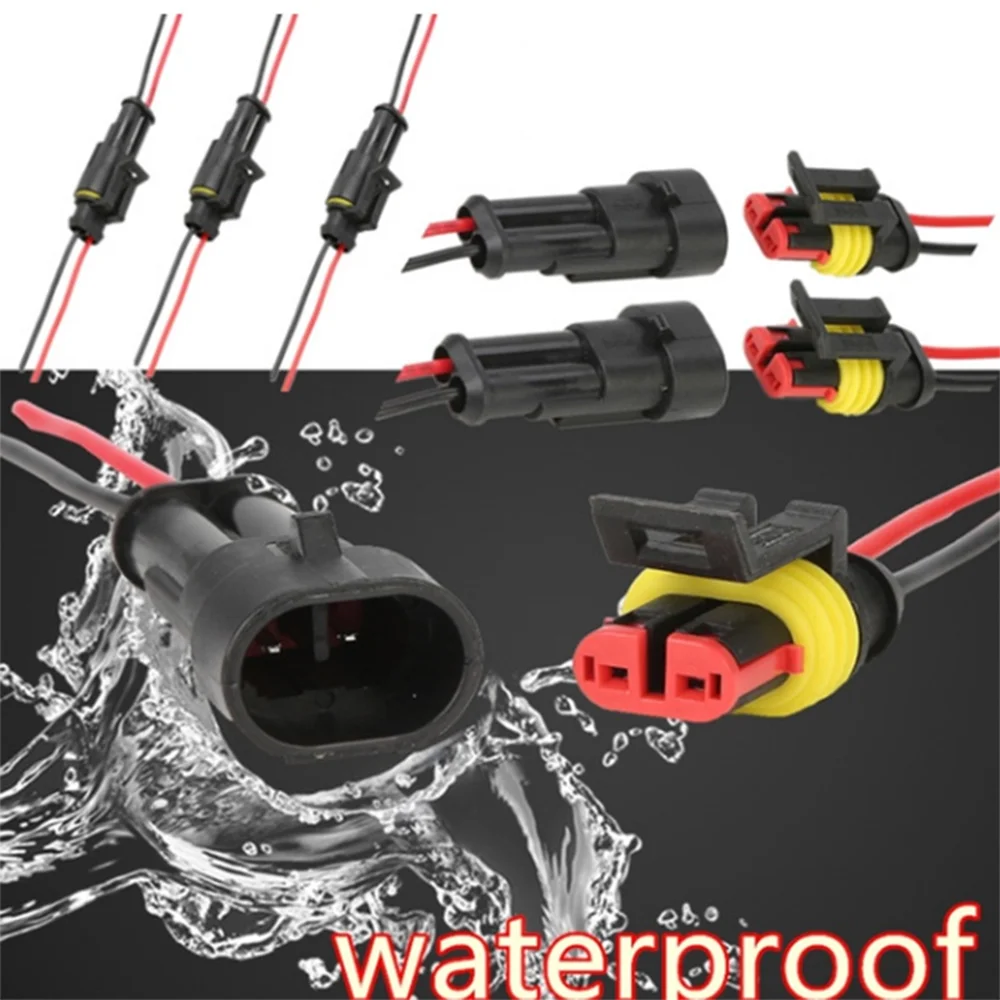 STONEGO 5/10 Pairs Waterproof 2-Pin Electrical Connectors with Wire for Car, Motorcycle, Scooter, and Marine Use