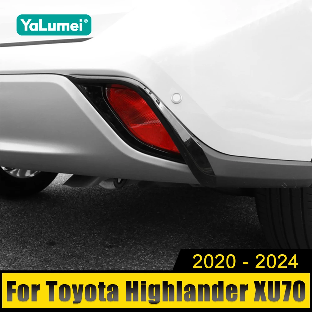 

For Toyota Highlander XU70 2020 2021 2022 2023 2024 Hybrid ABS Rear Fog Lamps Cover Trim Foglight Eyebrow Strip Car Accessories