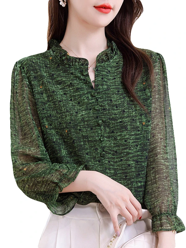 السيدات طويلة Sve قاعدة الشيفون المطبوعة irt جميلة Sli الصيف جديد Sleeen نمط الأزهار التستر الأعلى