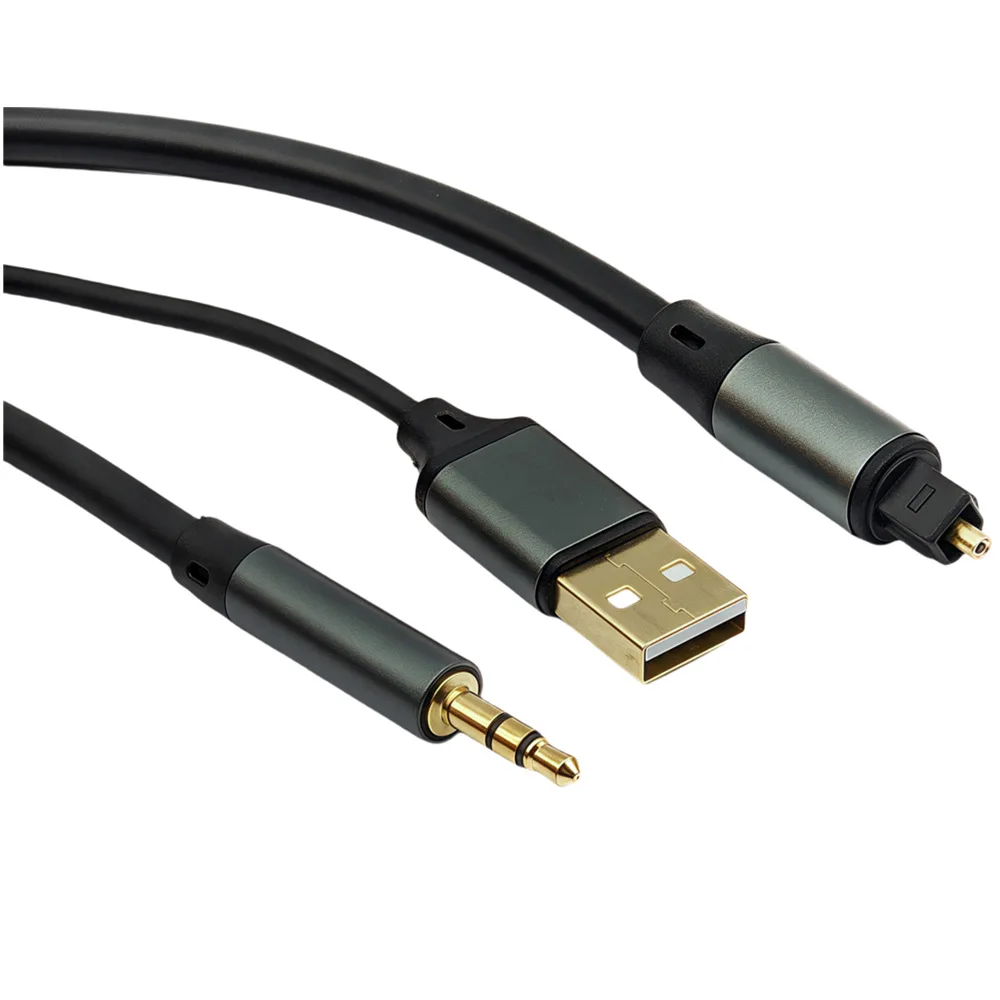 1.2-4.5m 1/2 TOSLINK+USB Power Supply to DC3.5mm Supports Fiber Optic Digital to Analog Signal Conversion With Built-in DAC Chip