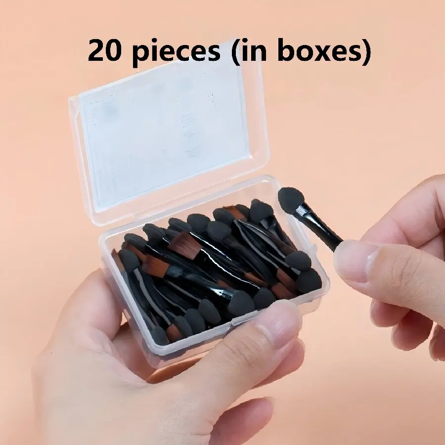 20 stuks oogschaduwborstel, wegwerp wenkbrauwborstel, draagbare schuine wenkbrauw eyelinerborstel, twee in één make-upborstel, oog s