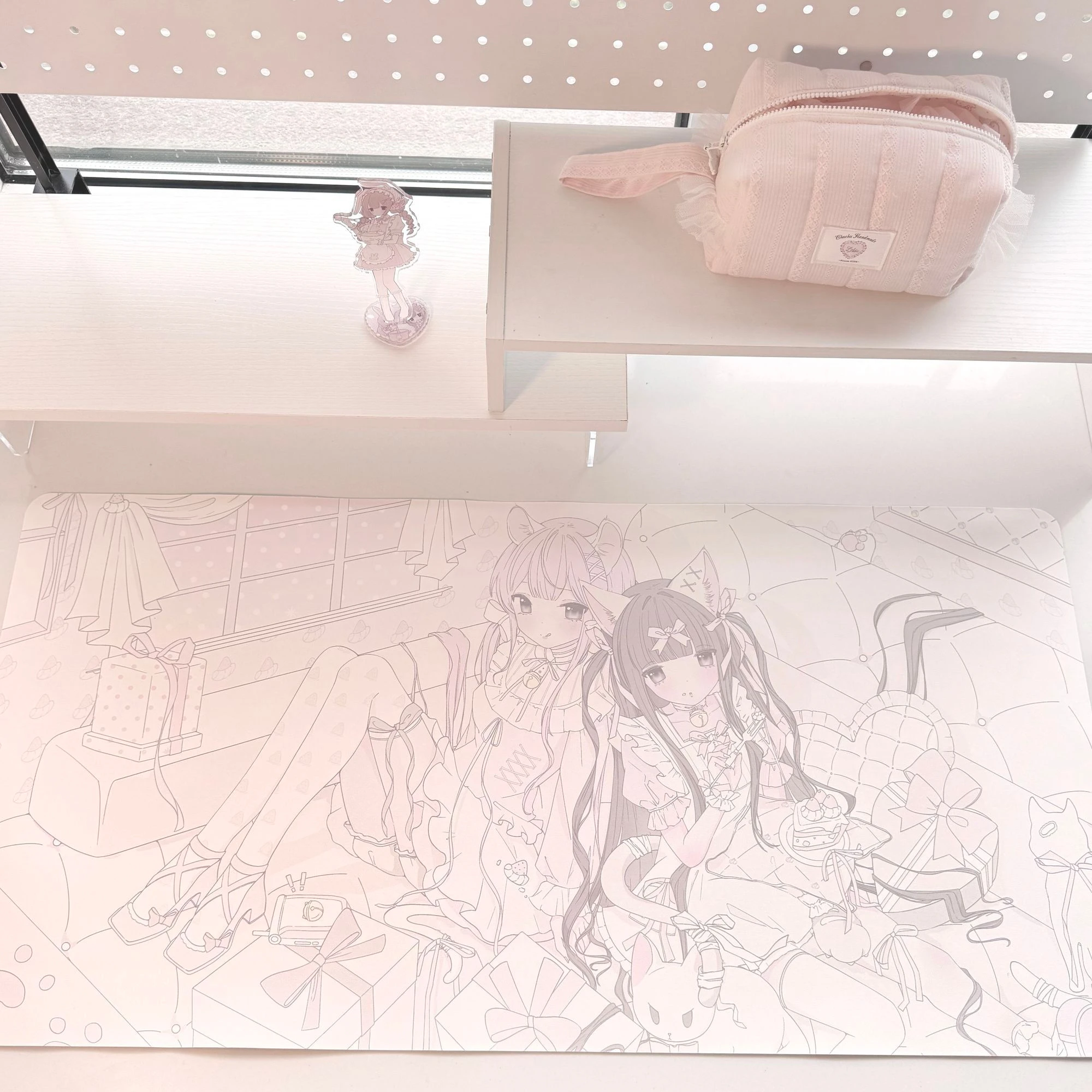 Anime Cute Girl Pu Leather Mousepad Office Desk Mat Mouse Pad Computer Speed Type Carpet Mat Game Player Laptop Keyboard Pad
