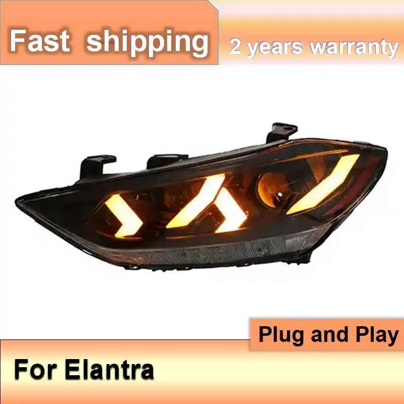 اكسسوارات السيارات لشركة هيونداي إلنترا المصباح 2016-2020 إلنترا رئيس ضوء DRL بدوره إشارة منخفضة عالية شعاع العارض عدسة