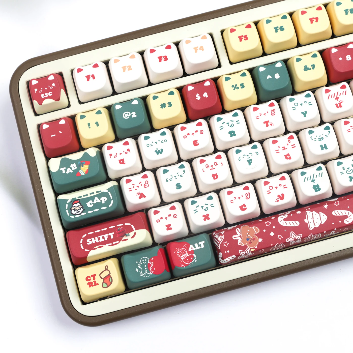 

Christmas Cute Cat Theme Keycaps Set PBT MAO Profile 140key Custom Original Handmade Keycaps for Mechanical Keyboard Accessories