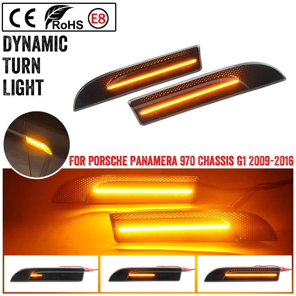 2Pcs Dynamic LED Side Marker Lights For Porsche Panamera 970 G1 2009-2016 Car Turn Signal Blinker Indicator Lamp OEM#97063103402