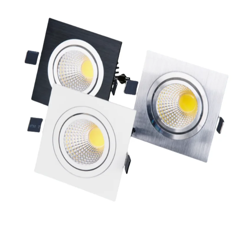 

Super Bright Recessed square LED Dimmable Downlight COB 7w 9W 12w 15W LED Spot light LED decoration Ceiling Lamp AC110V 220V