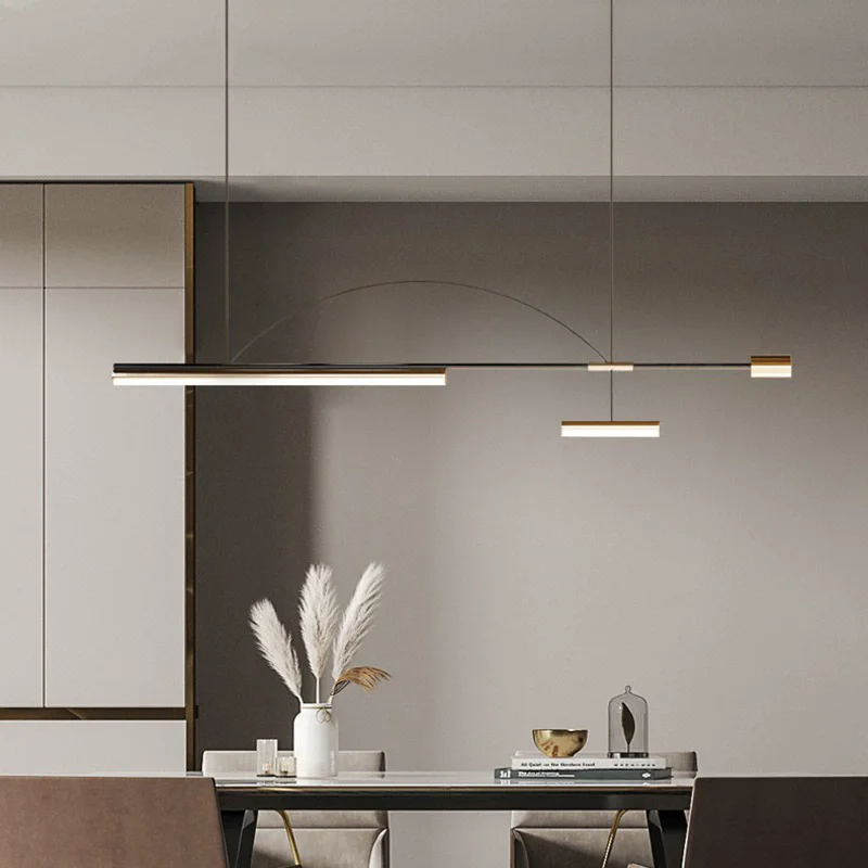 Modern Light Luxury Simple Nordic Bar Table Spotlight Designer Creative Straight Strip Lights Minimalist Restaurant Chandelier