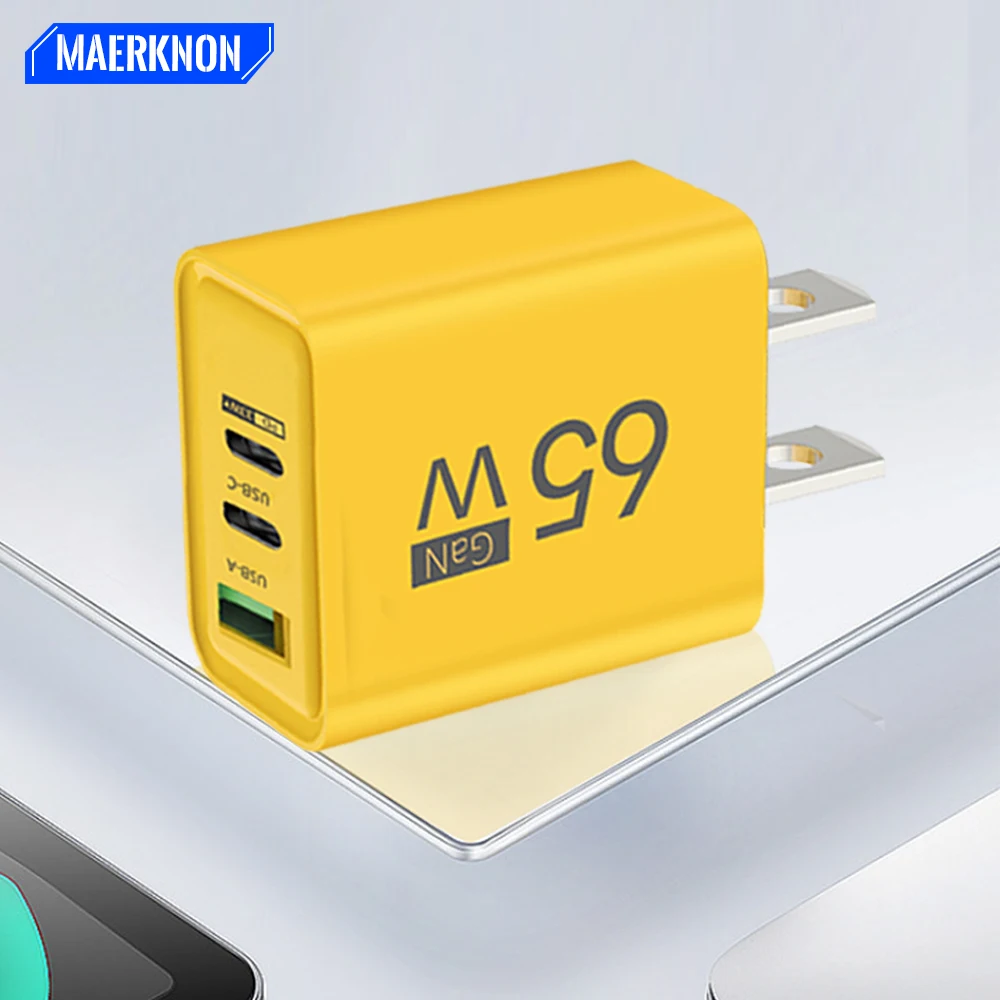 65W GaN USB Charger PD Type C Fast Charging Mobile Phone Charger For iPhone Samsung Xiaomi Huawei QC 3.0 Wall Quick Charge Plug