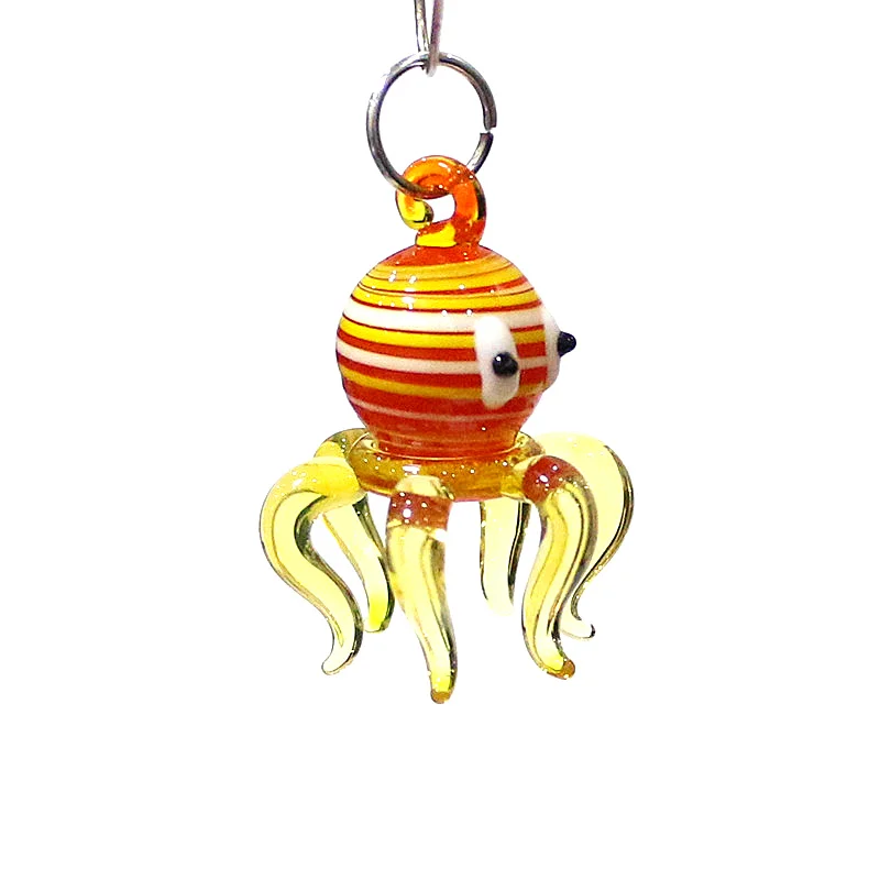 Colorful Cute Glass Octopus Charm Mini Sea Animal Pendant for Aquarium Decor Supplies or Diy Jewelry Necklace Making Accessories