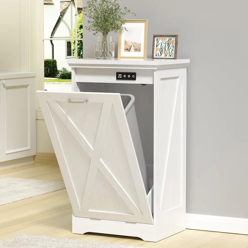 

13-галонный наклонный шкаф для мусорного бака, кухонный мусорный бак, скрытый мусорный бак с дезодорацией и отрицательными ионами, защита от домашних животных для кухни