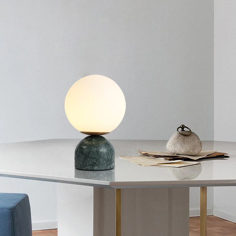 ตกแต่งศิลปะหินอ่อนตารางโคมไฟ Nordic โมเดิร์นโคมไฟห้องนอนสําหรับ Nightstand EU US AU UK ปลั๊กทรงกลมตารางโคมไฟห้องนั่งเล่น