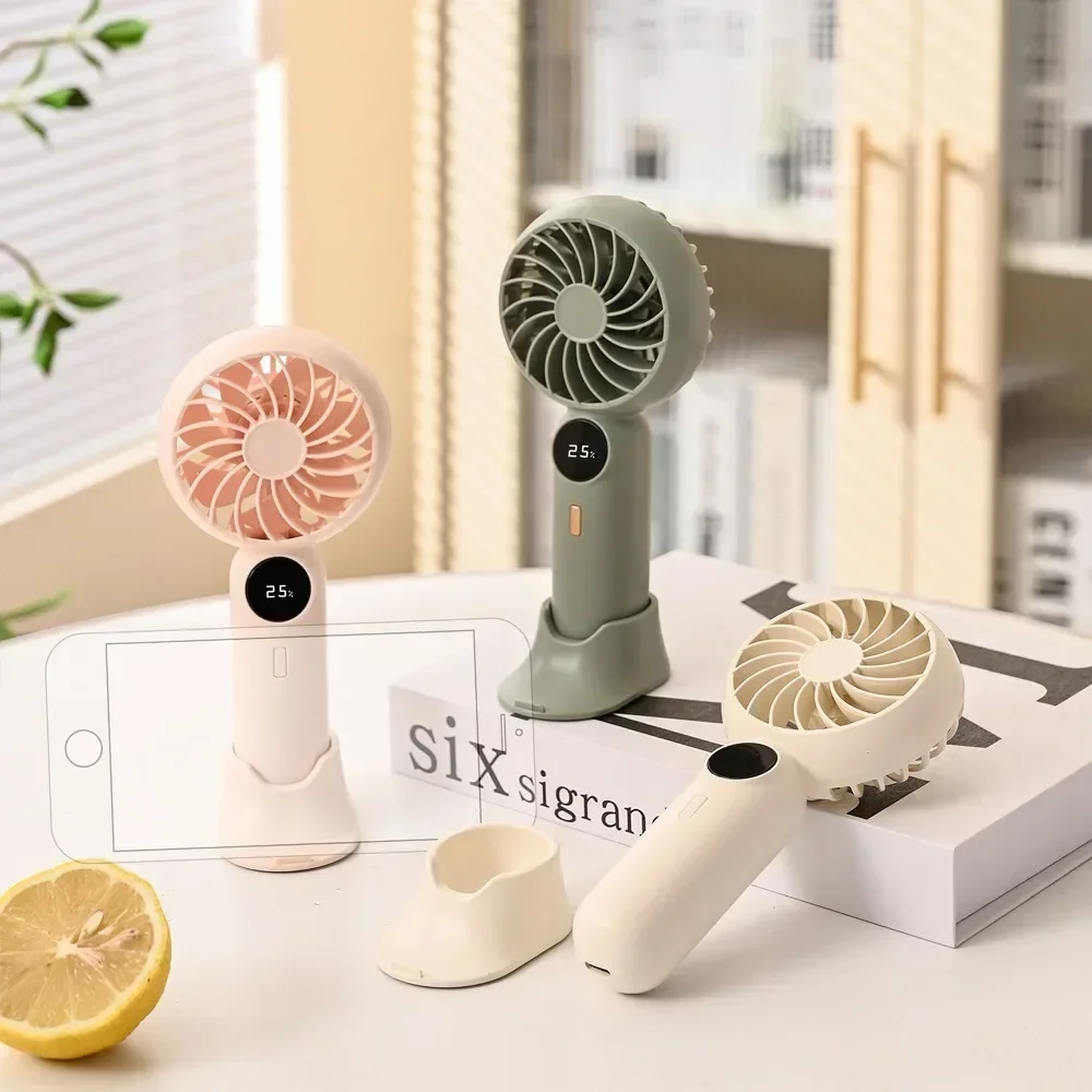 Mini Handheld Fan Three-Speed Adjustable 1200mAh Battery Durable Compact Portable Real-Time Battery Display