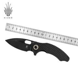 Kizer Pocket Knife Roach Mini V3477C2 2022 New Folding Knife with Black Textured G10 Handle Removable Flipper Tab Knife