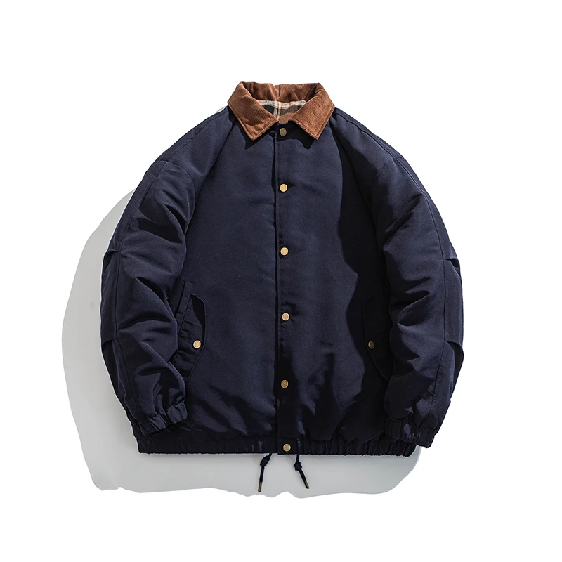 Esta chaqueta acolchada de algodón con solapa retro es gruesa para el invierno, muy cálida, sencilla y versátil. Es una pareja clásica.