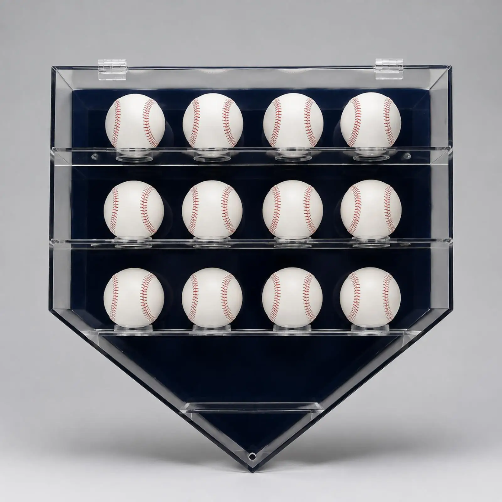 Clear Acrylic Diamond Baseball Display Case Wall Hanging Sports Memorabilia Storage with Built in Mounting Hardware