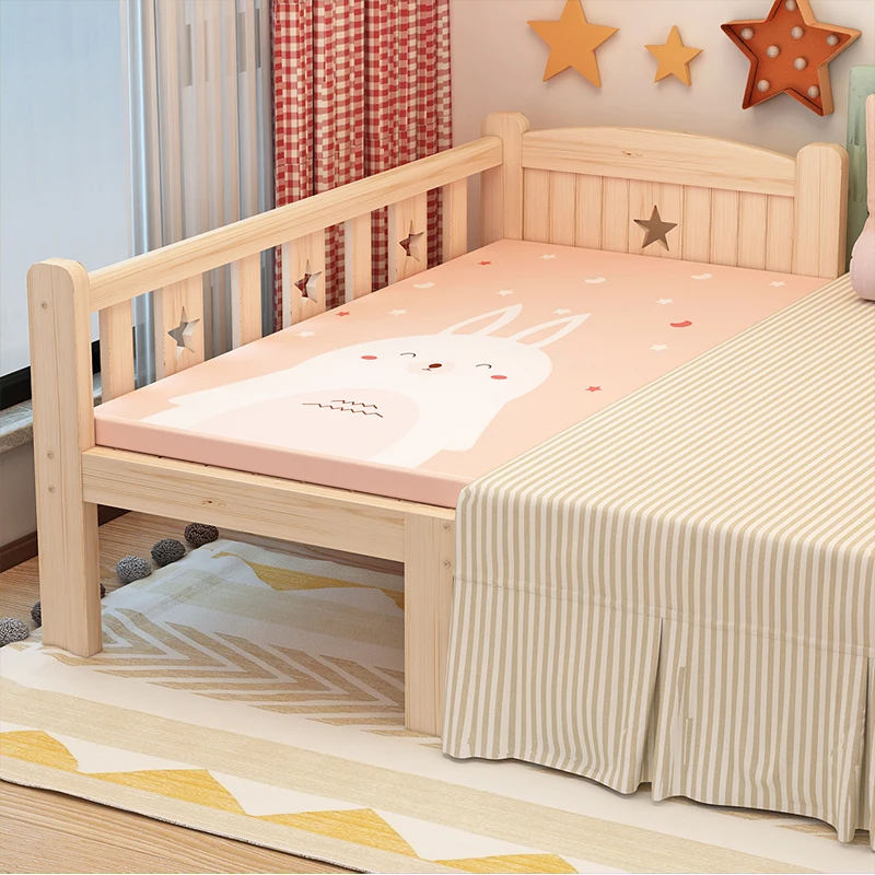 Custom Single Bed Girl Princess Widened Crib Baby Stitching Big Bed