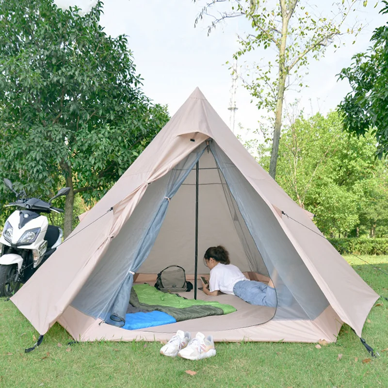 Wholesale Double-layer Thickened Waterproof Indian Camping Tent Outdoor Event Party Camp Pyramid Tent