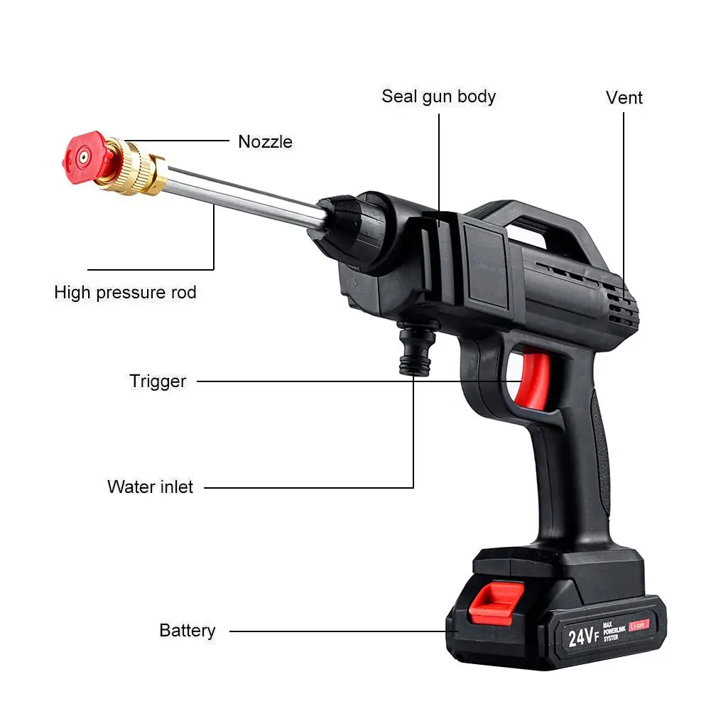 High Pressure Spray Water Gun 24V/48V Cordless Pressure Washer Portable Car Cleaner EU/US/UK/AU Plug