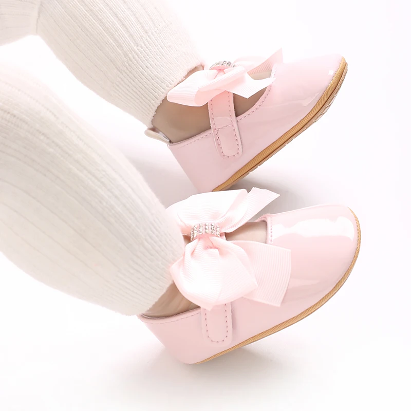Niedliche Prinzessinnen-Babyschuhe, Frühlings- und Herbstedition, Schmetterlings-Schleifen-Dekoration, weicher PU-Boden, geeignet für 0–1 Jahre alte Babys – Detail 17