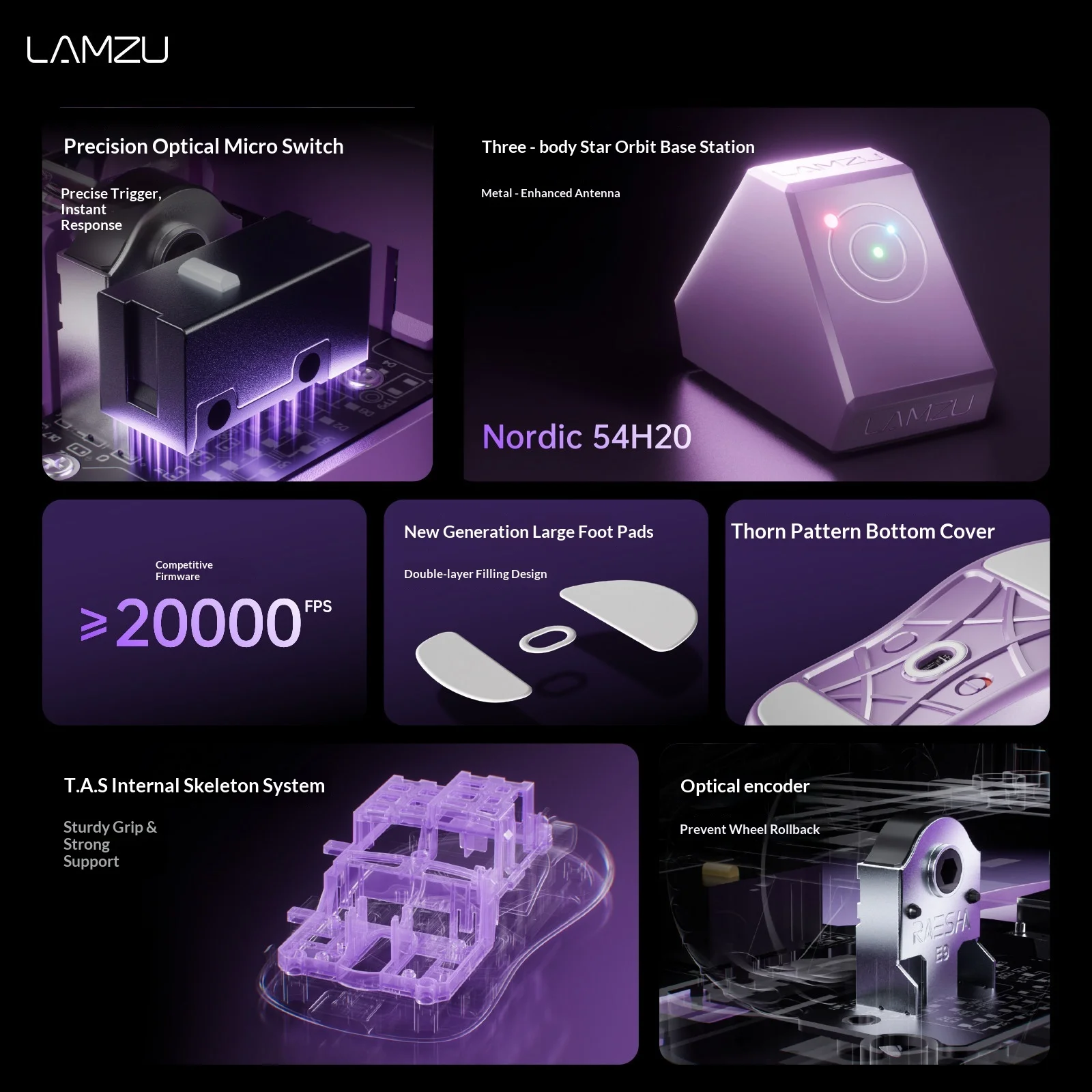 LAMZU Thorn V2 Wireless Gaming Mouse Nordic54H20 PAWNEXTⅠUltra