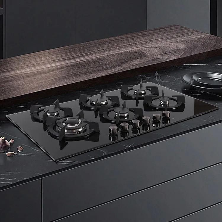 Gas Cooker 6 Burner Cooktops Kitchen Gas Hobs Cooking Stove Built in Gas Hob With Flameout Protection