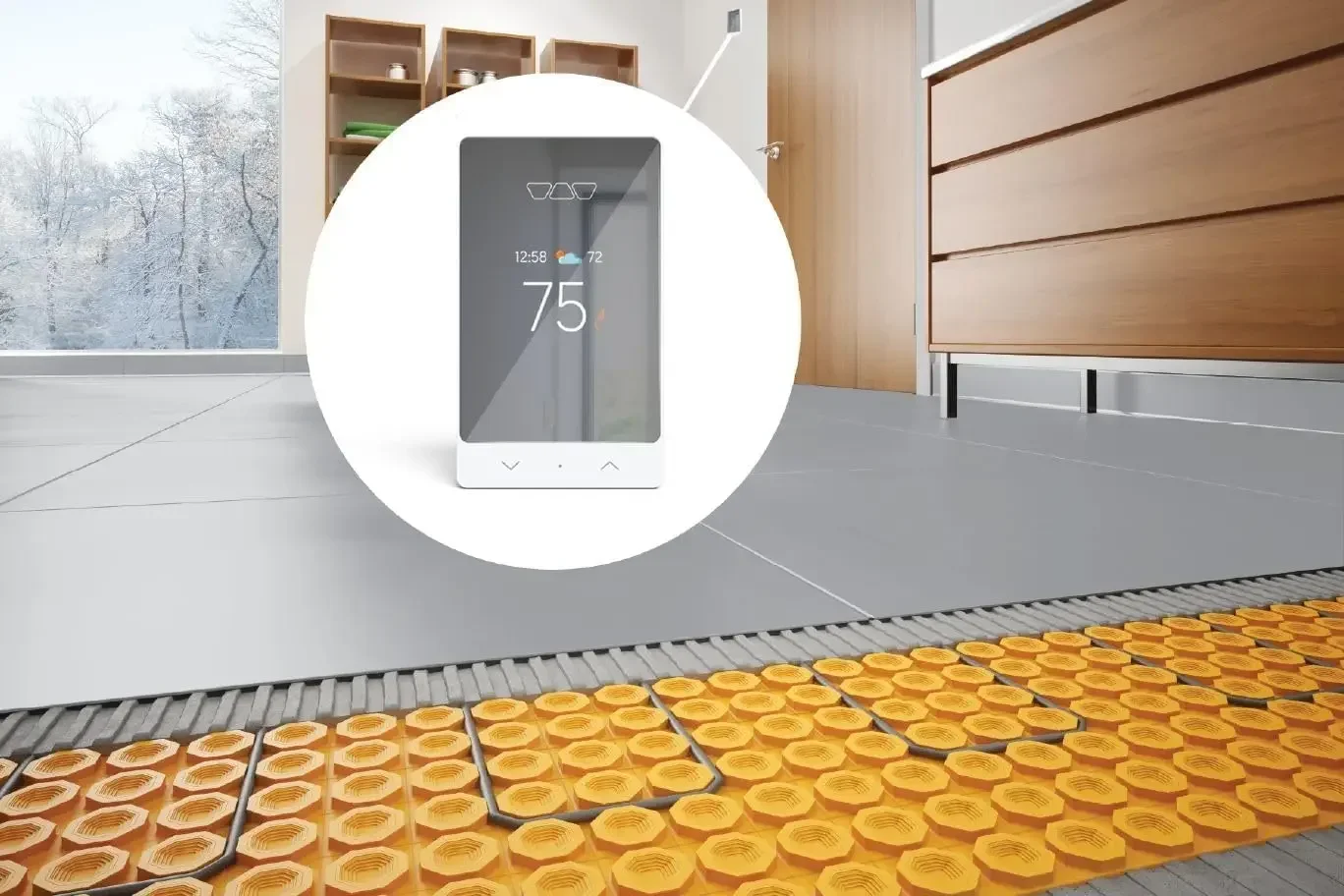 Ditra-Heat-E-RS1 Smart Thermostat Floor Warming System Compatible with Control4 Home Automation Platform - Built-in GFCI, App, V