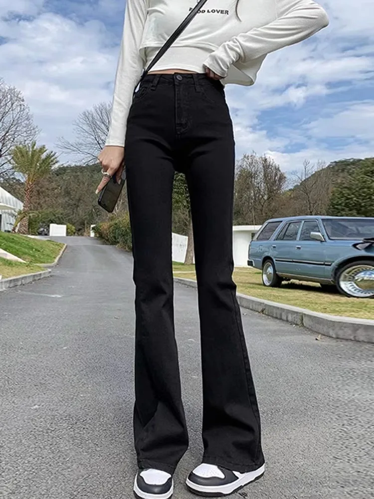 

High Waist Fleece Lined Bootcut Jeans Women's Thickened Black Slimming Hoof Pants Spring Autumn Winter New Style Cotton...