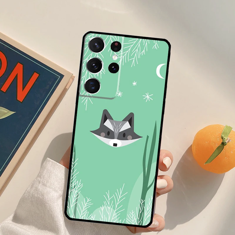 الكرتون الراكون Kawaii قضية الهاتف لسامسونج غالاكسي S24 S25 الترا S20 S21 S22 S23 زائد S9 S10 S25 FE الغطاء الخلفي #4