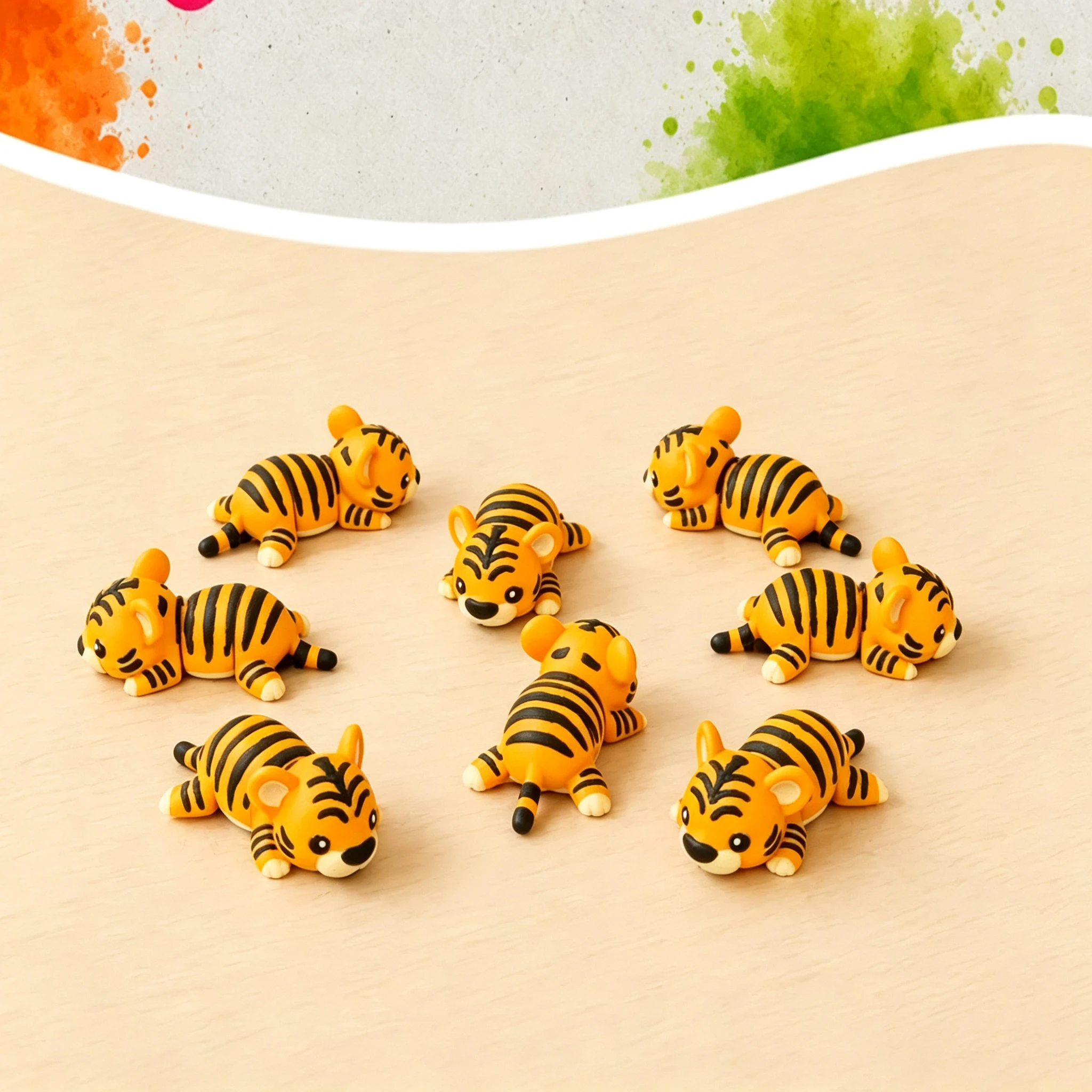 Figura de Tigre Articulada en Miniatura, Modelo de Animal de la Jungla con Articulaciones Móviles, Micro Paisaje, Casa de Muñecas, Adorno de Escritorio DIY