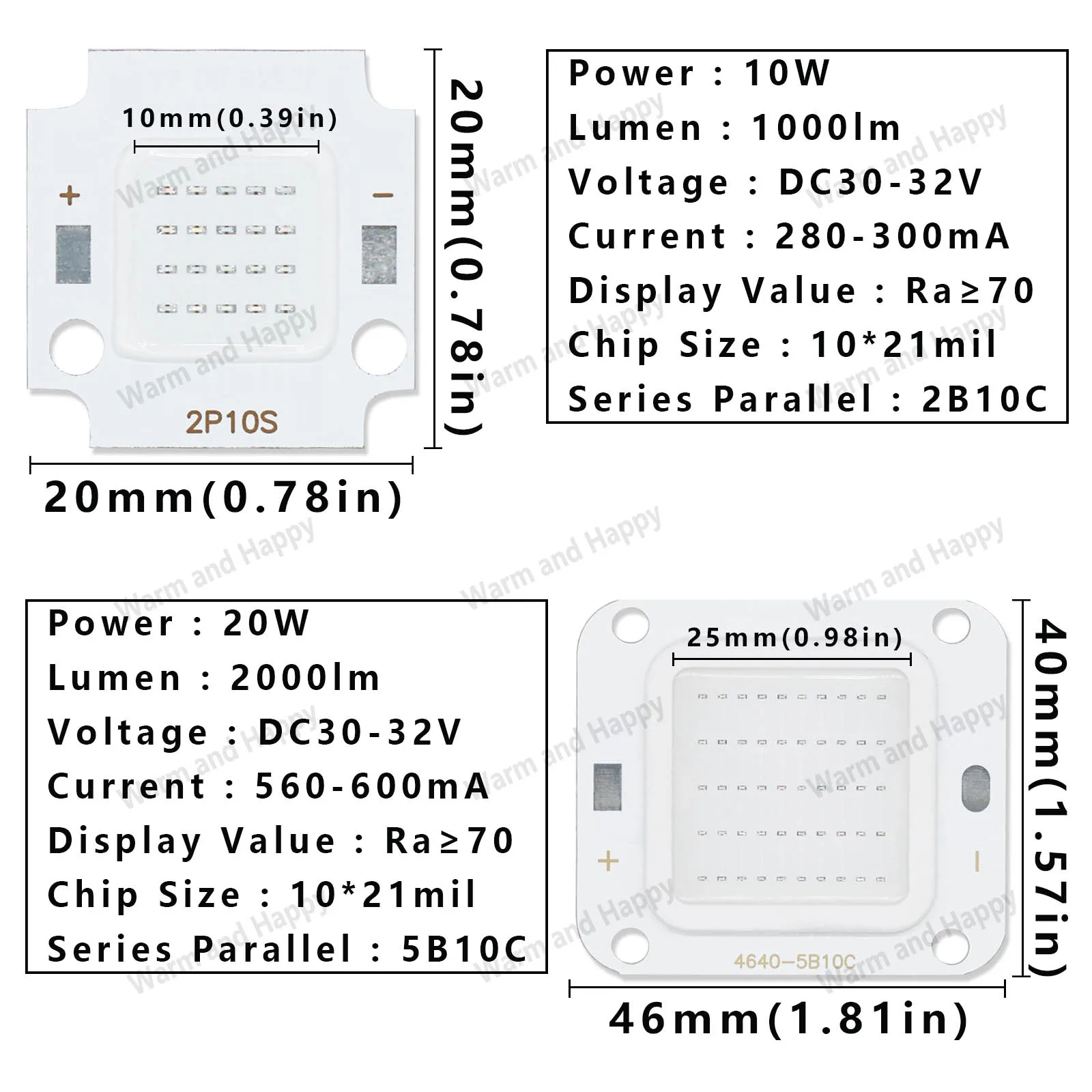 10W 20W 30W 50W High Power LED Chip Lamp DC30-32V LED COB Six Color Diode Bead Aluminum Floodlight Spot Light LED Bulb DIY