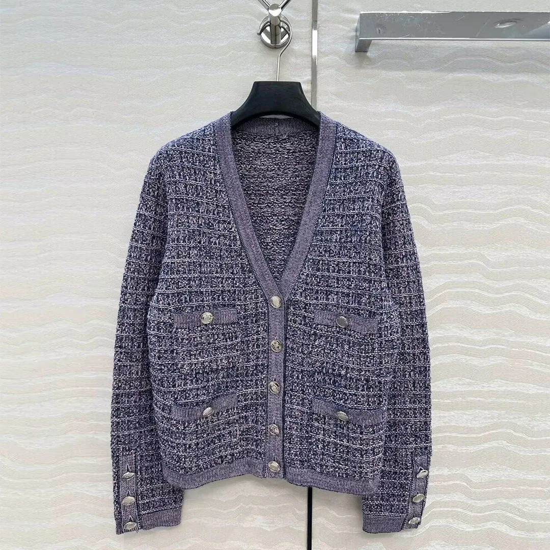 

New Autumn Winter Knitted Cardiagns Women Plaid Crochet Jacquard V-neck Long Sleeve Single Breasted Pockets Fashion Cute Sweater