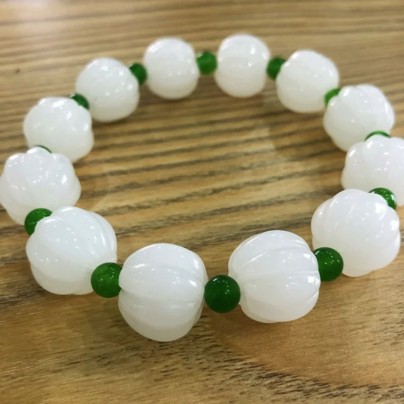 

Натуральный белый нефрит Хэтянь, нефритовый амулет для мужчин и женщин, нефритовые украшения, буддийский браслет из бусин