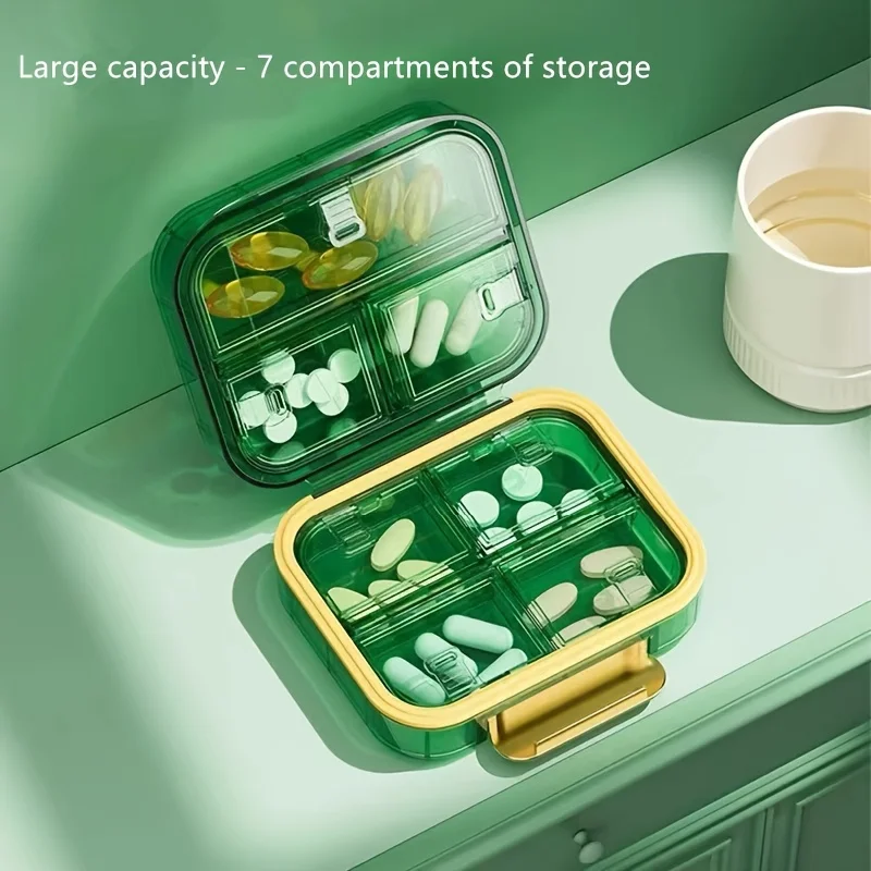 7 Grids Pill Storage Box Travel Medicines Storage Box Drug Separation Mini Portable Organizer Container With Seal Ring