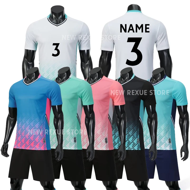 

Kid Adult Football Training Uniforms Soccer Team Jersey Set Survetement Customize Jerseys Boys Short Sleeve Football Shirt New