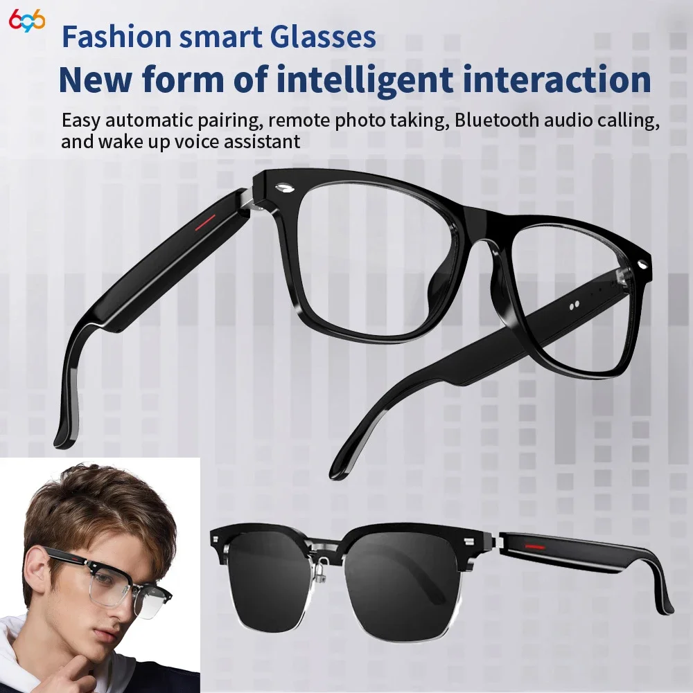 

2 In 1 Headset Smart Glasses Blue Tooth Audio Call AI Voice Noise Reduction Music Eyewear Waterproof Speaker Mics Calls Eyeglass