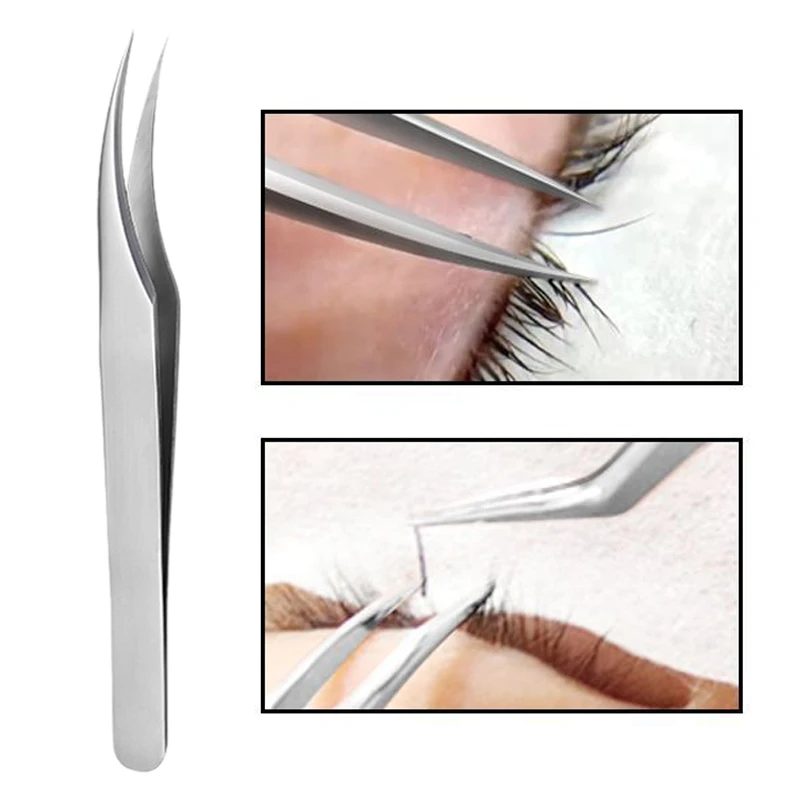 Ensemble de pincettes à cils en acier inoxydable, avec boîte, outil de greffage de faux cils de haute précision, outils de maquillage pour Extension de cils